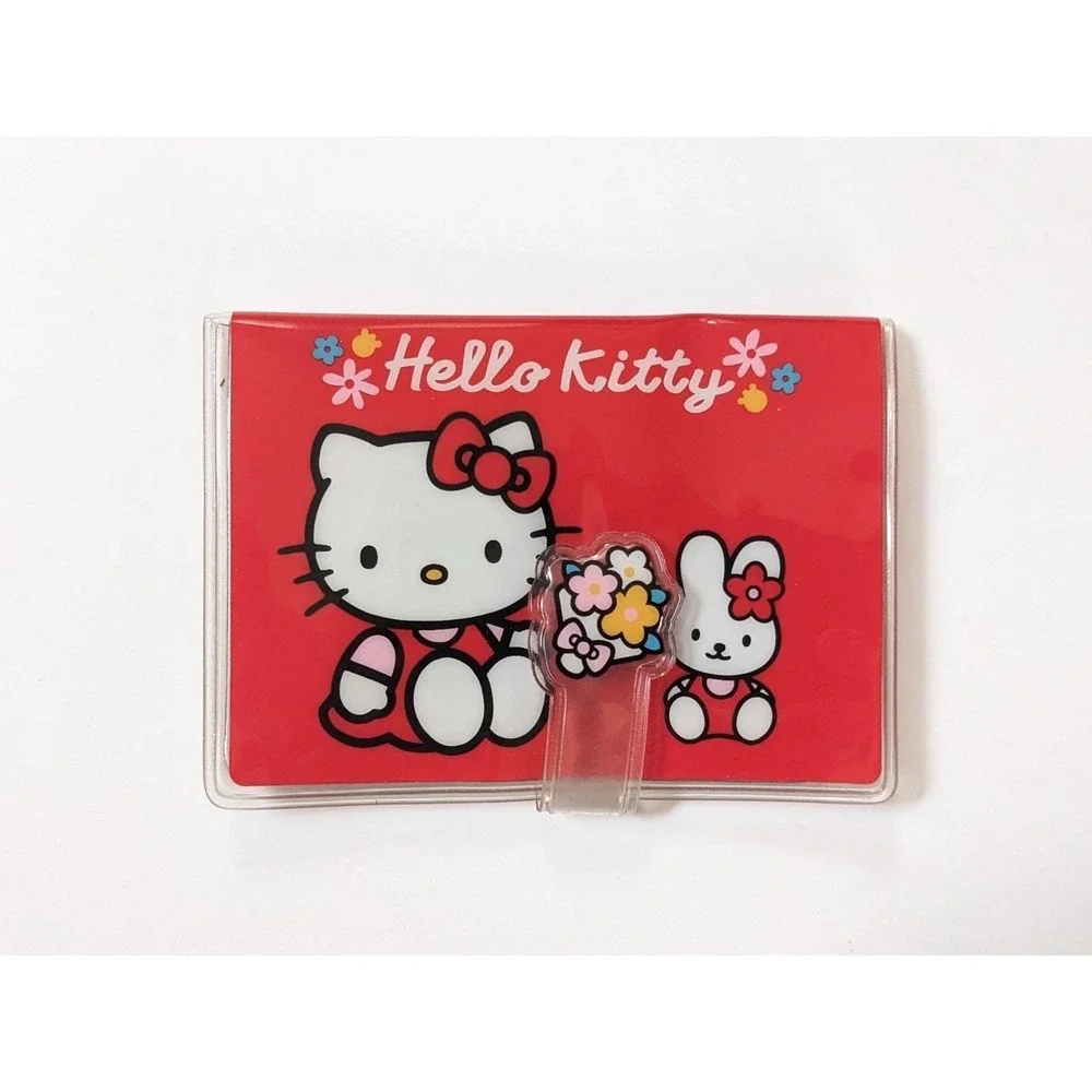 Vintage 2000 Sanrio Hello Kitty & Cathy Bunny Red Vinyl Wallet Card ID Holder